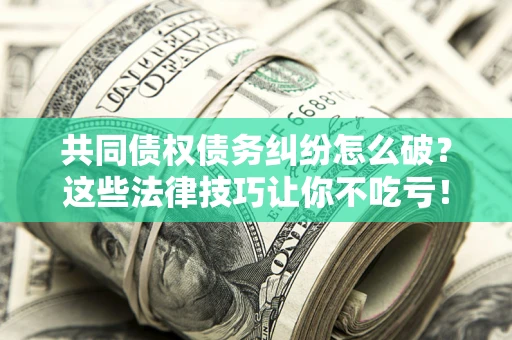 武汉共同债权债务纠纷怎么破？这些法律技巧让你不吃亏！